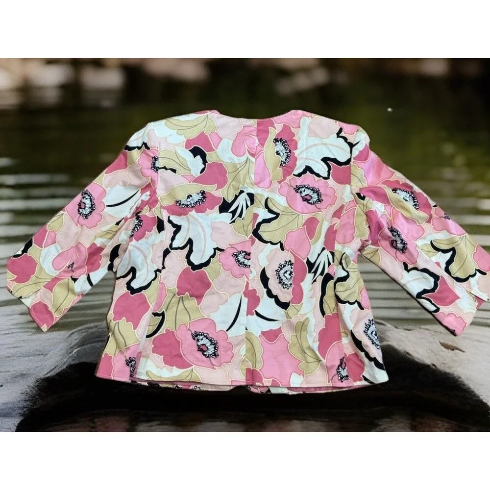 Y2k Shabby Chic‎ NortonMcNaughton Blazer XL ? Barbie Pink Butterfly Cottagecore